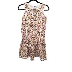 Hanna Andersson Girls Sleeveless Floral Dress Lace Trim Size US 12/150 Cotton Bl